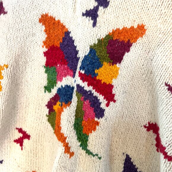 Price reduced! Vintage Amano Cardigan Bolivia 100% Wool sweater with butterflies - Picture 3 of 8